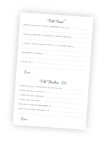 A beautifully designed printable for the Baby Shower activity ‘Advice & Wishes.’ This custom-made template allows guests to share heartfelt messages and well wishes for both the parent-to-be and the baby. The finished notes become meaningful keepsakes, capturing love and wisdom for years to come.