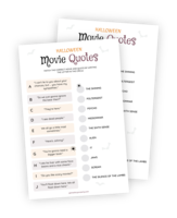 Printable for the Halloween game "Movie Quotes". In this game, the participants must match up quotes from scary movies with the correct movie title.