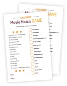 Printable for the Halloween Movie Match game. Let's match up movies with their characters! Staying true to the Halloween theme, this game focuses on scary movies, nasty characters, or the supernatural. The left side of the printable lists movies, and the right side characters from those movies. The task for the players is simply to match them up by writing the movie's letter next to the character's name.