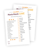 Printable for the Halloween Movie Match game. Let's match up movies with their characters! Staying true to the Halloween theme, this game focuses on scary movies, nasty characters, or the supernatural. The left side of the printable lists movies, and the right side characters from those movies. The task for the players is simply to match them up by writing the movie's letter next to the character's name.