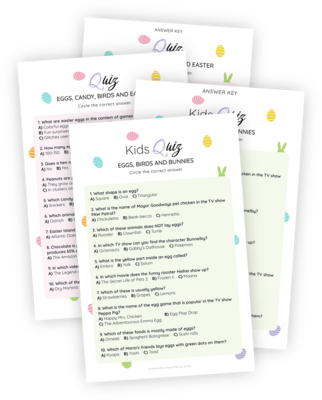 A beautifully designed printable for the Easter-themed Quiz for adults. XYZ